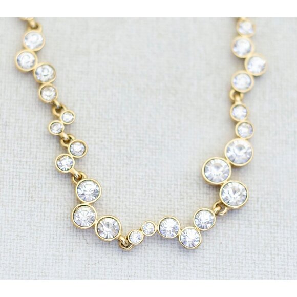 18 inch, Vintage Rhinestones Gold Tone Necklace by Anne Klein - i1 - Picture 1 of 3